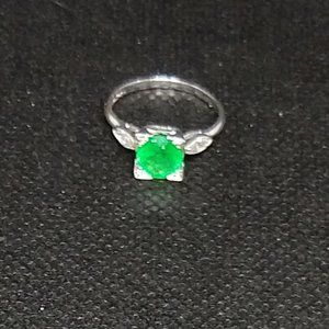 Platinum Ring 1.3ct Natural Emerald .20 Diamonds